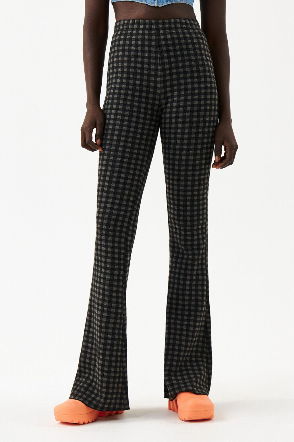 Брюки клеш облегающие - цвет черный - 1