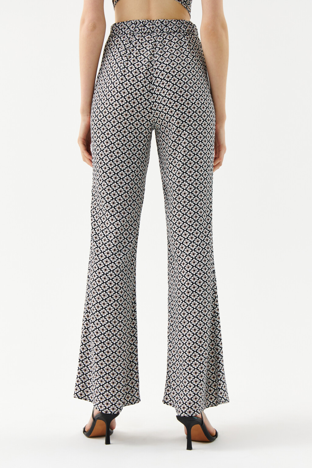 Брюки клеш вискозные с принтом - цвет черный - 2