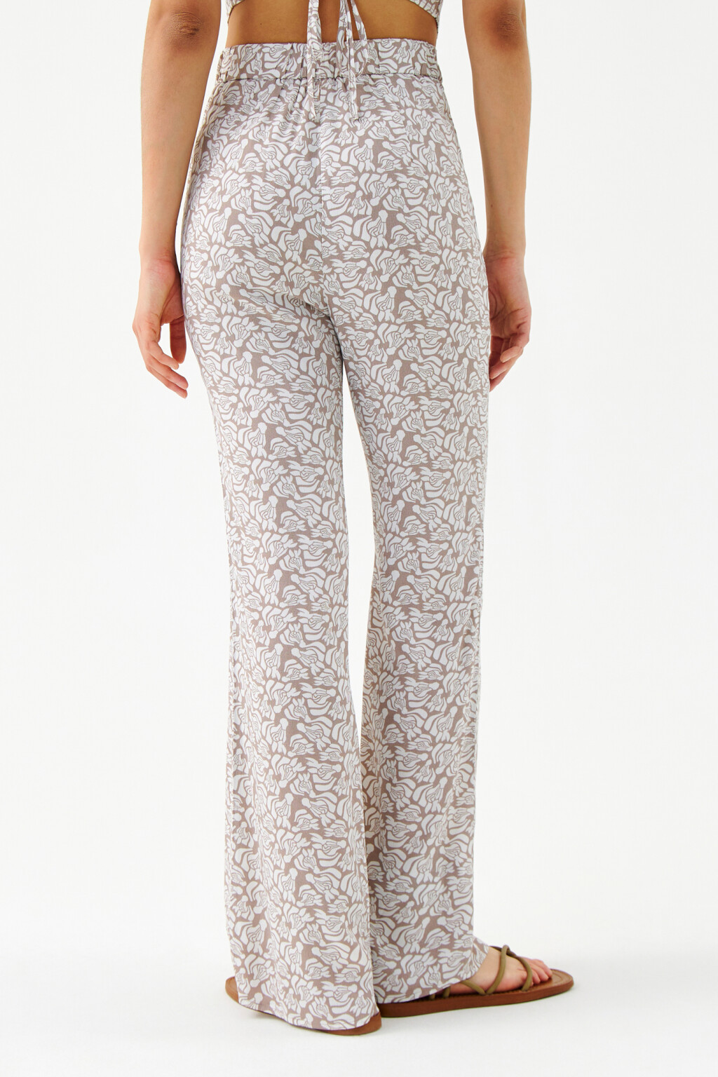 Брюки клеш вискозные с принтом - цвет бежевый - 2