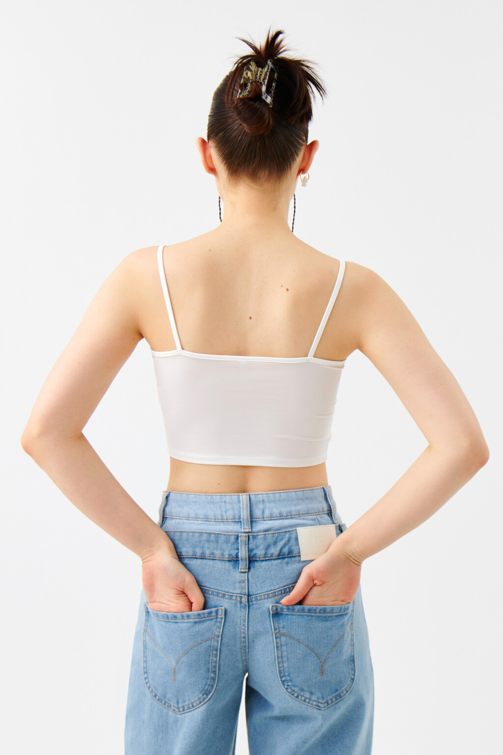 Топ-майка на тонких бретелях - цвет белый - 2