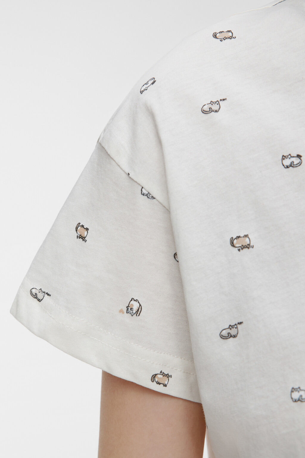 Футболка-топ хлопковая укороченная с принтом - цвет белый - 5