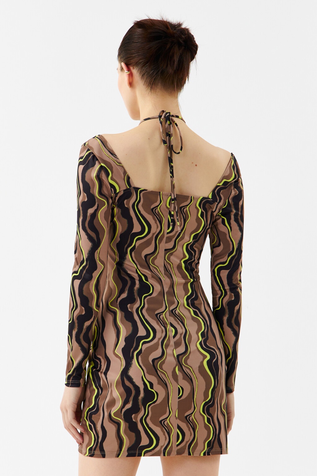 Платье облегающее с завязками на шее - цвет мультиколор - 2