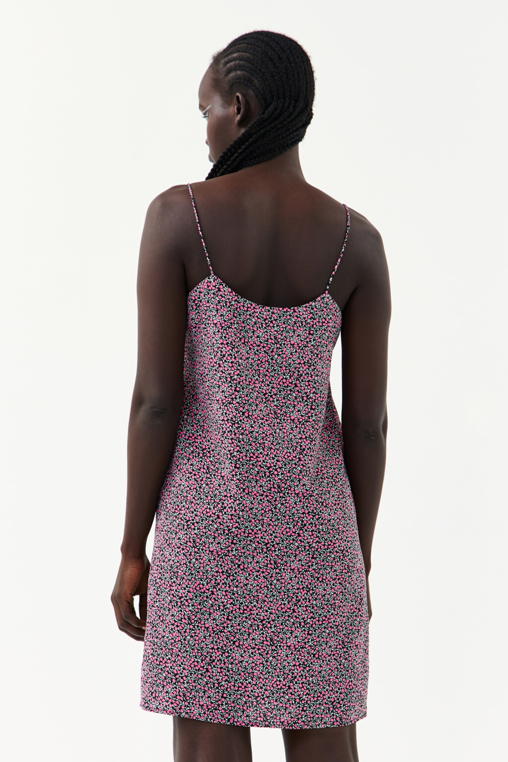 Платье-комбинация на тонких бретелях - цвет черный - 2