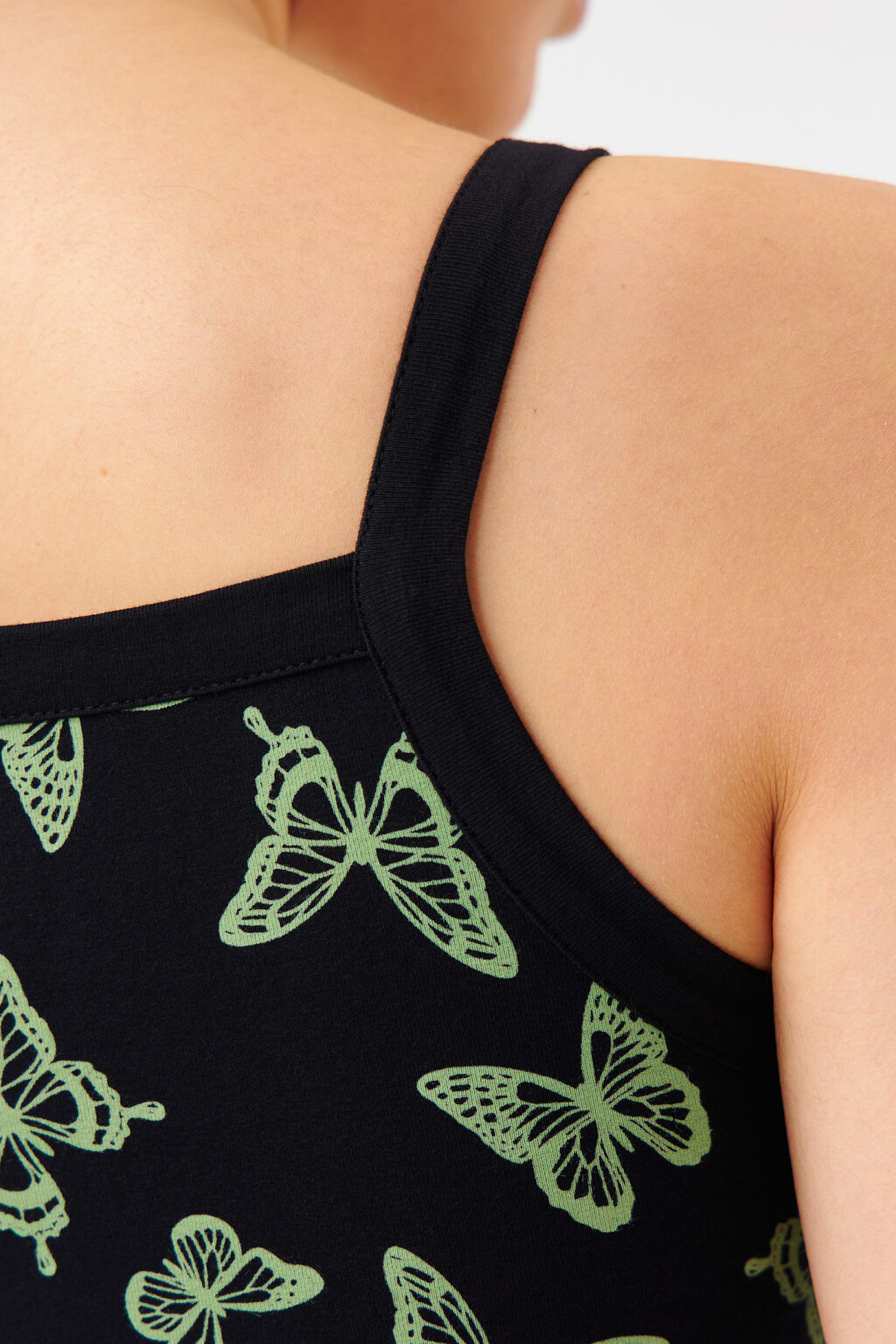 Кроп-топ хлопковый с принтом - цвет черный - 6