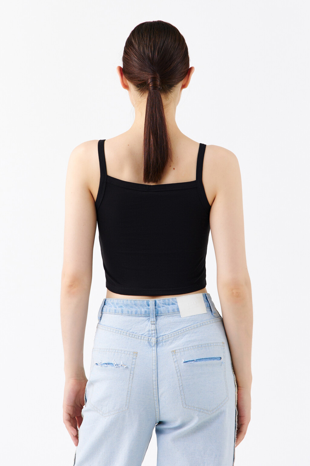 Топ-майка укороченный с принтом - цвет черный - 3