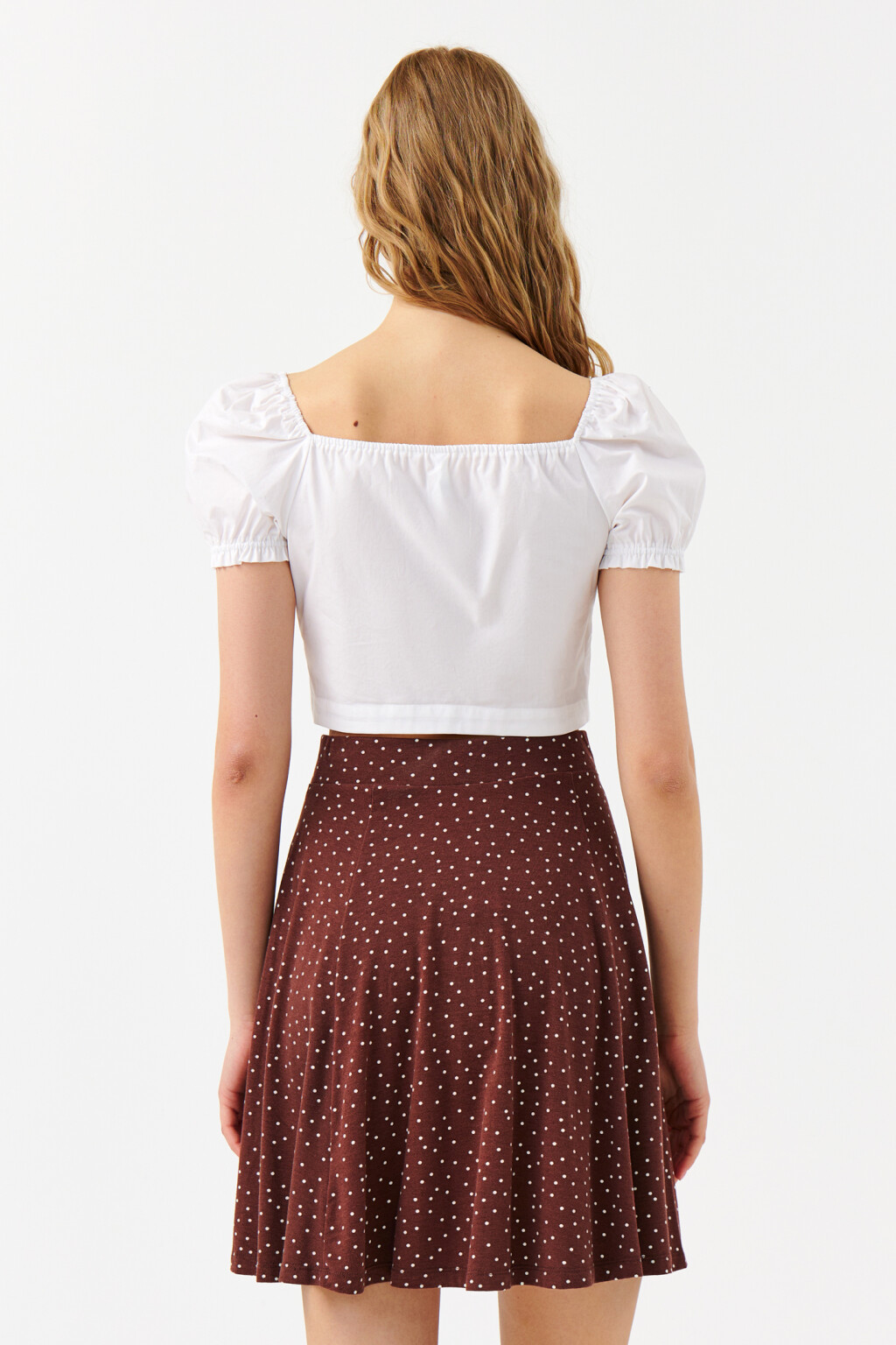 Блузка укороченная с вырезом каре - цвет белый - 2