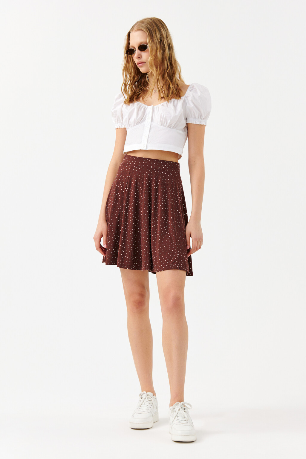 Блузка укороченная с вырезом каре - цвет белый - 4