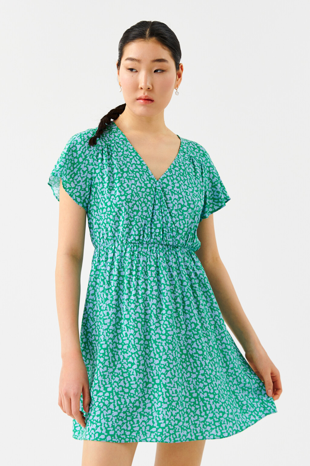 Платье мини с завязками на спине - цвет зеленый - 1