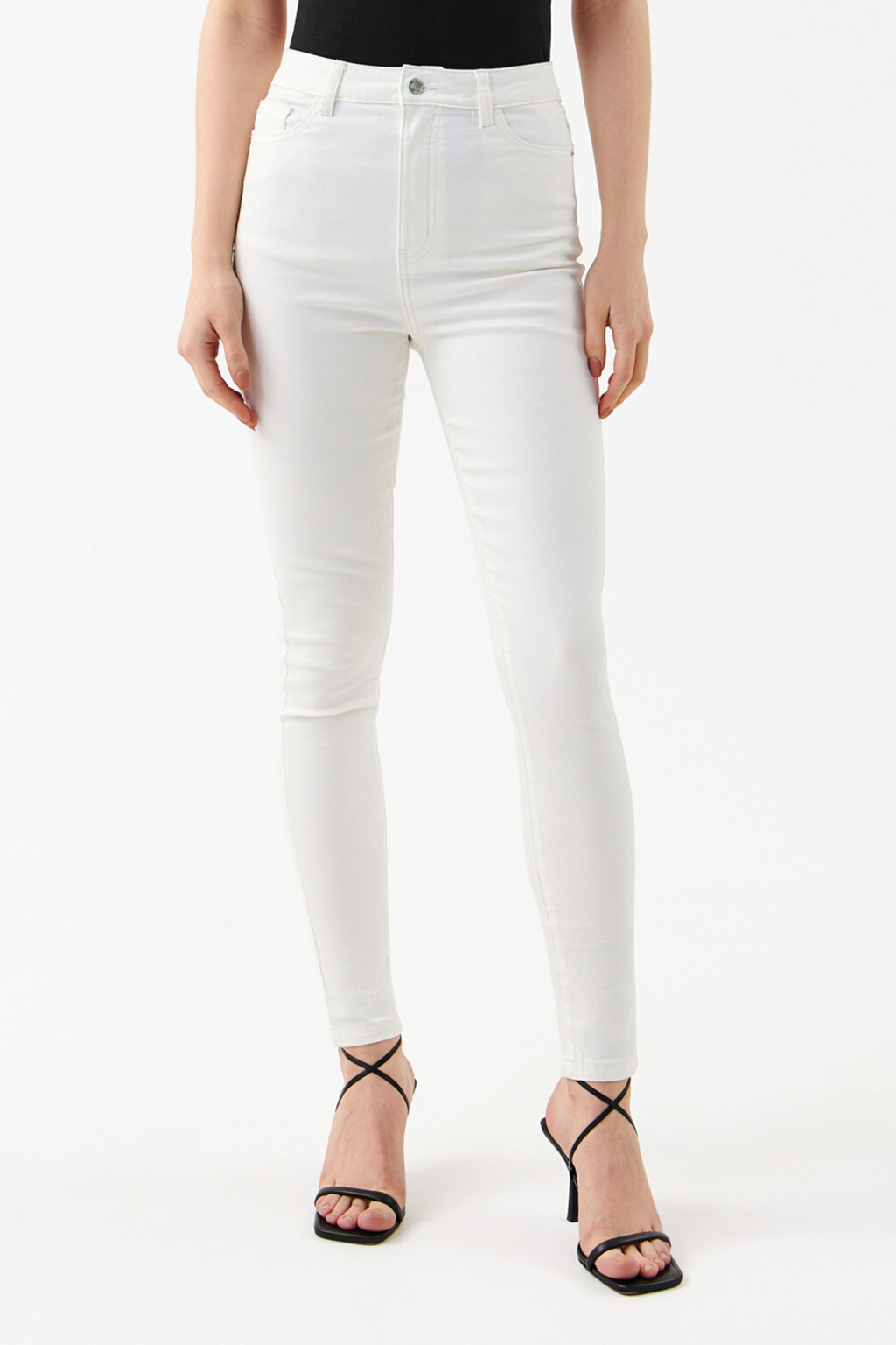 Джинсы skinny белые с высокой посадкой - цвет белый - 7