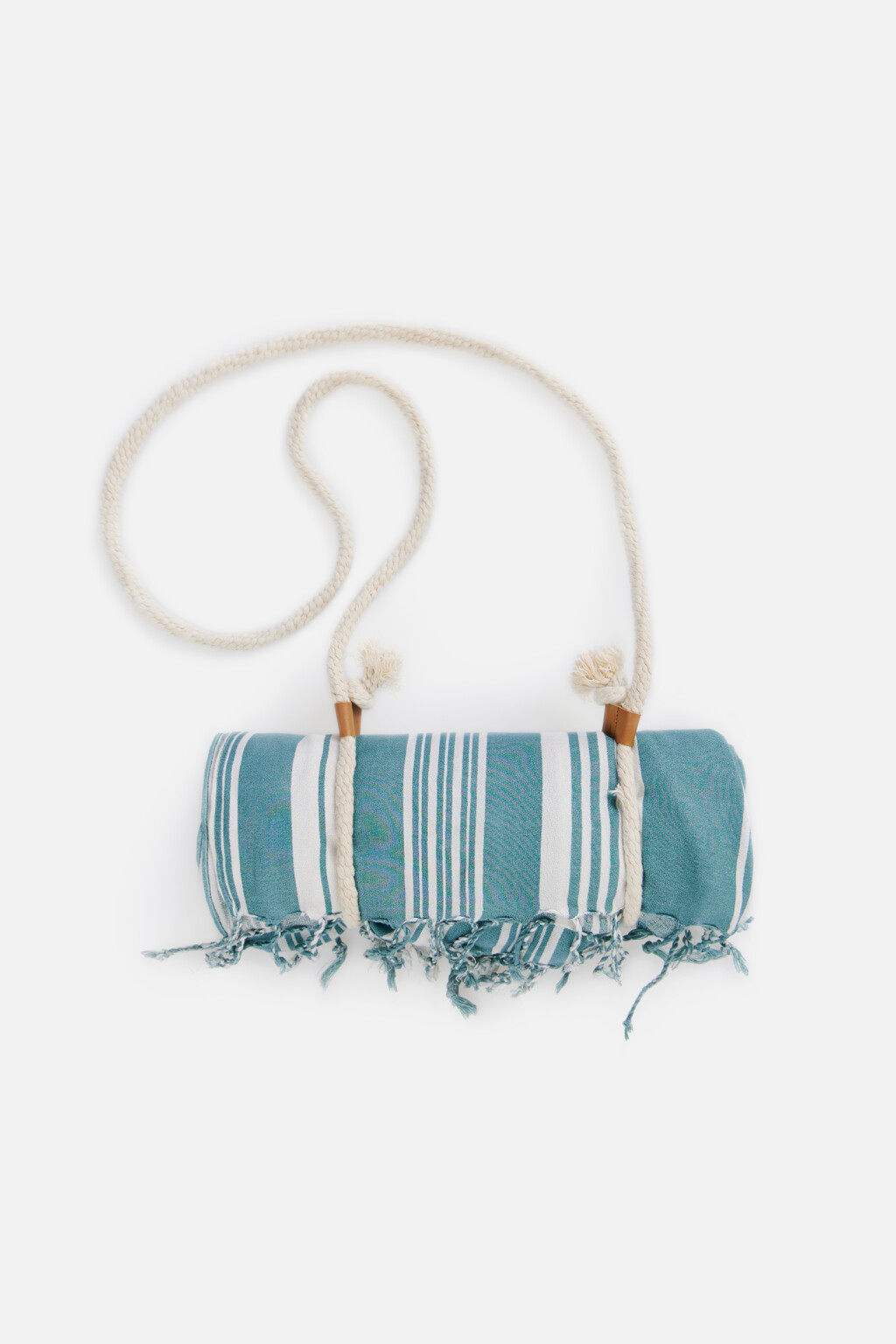 Плед вискозный с полосатым принтом - цвет голубой - 1