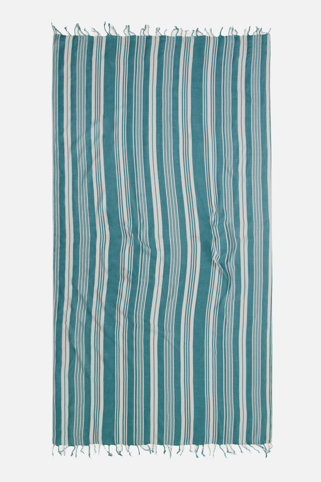 Плед вискозный с полосатым принтом - цвет голубой - 3