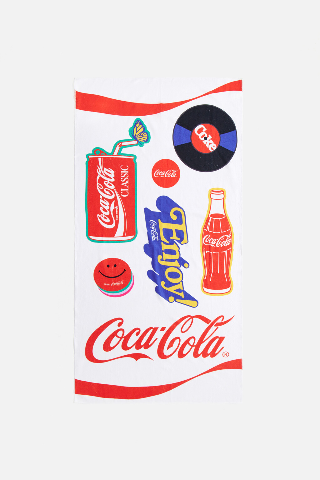 Полотенце пляжное с принтом кока-кола - цвет белый - 1