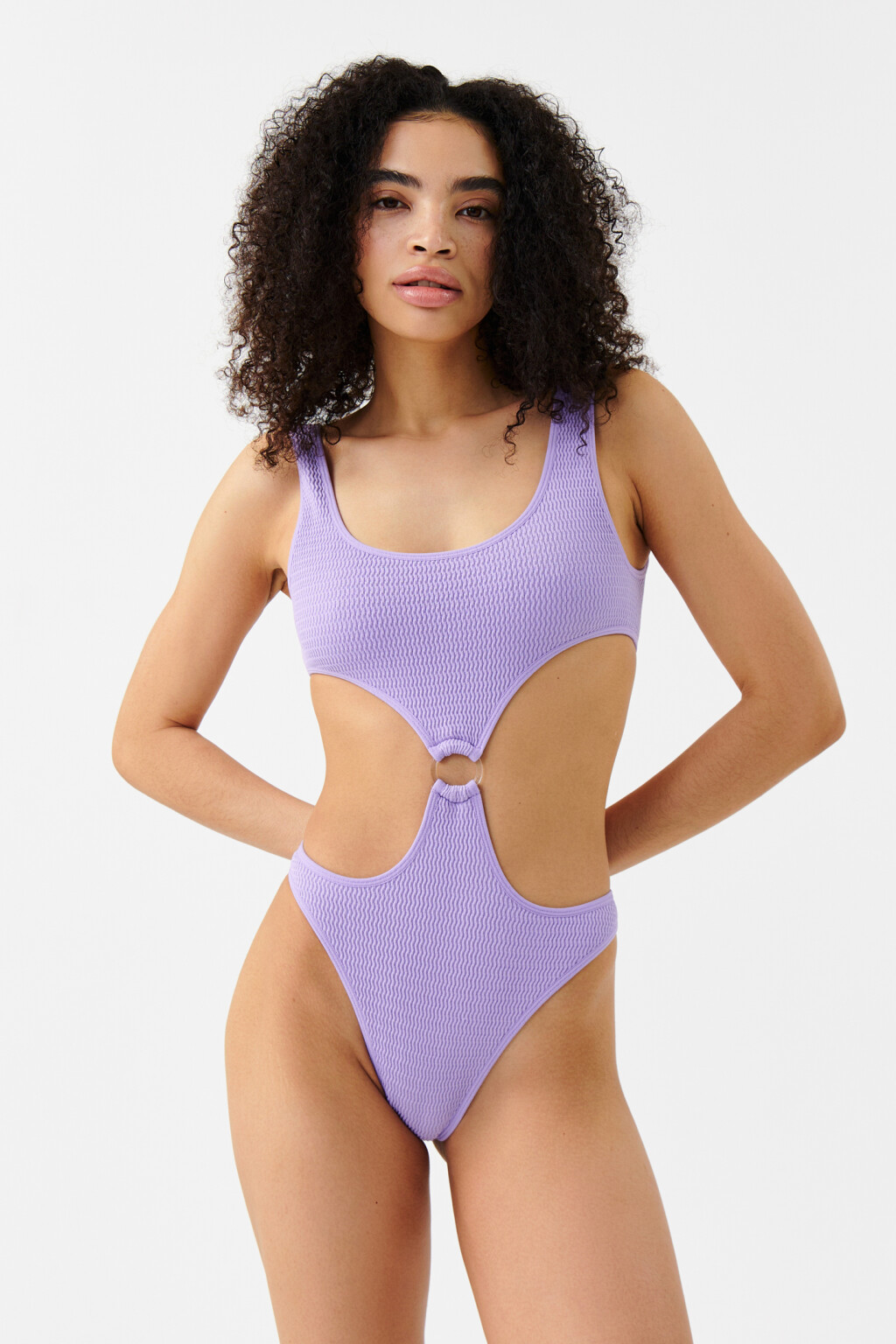 Купальник монокини на широких бретелях - цвет фиолетовый - 4