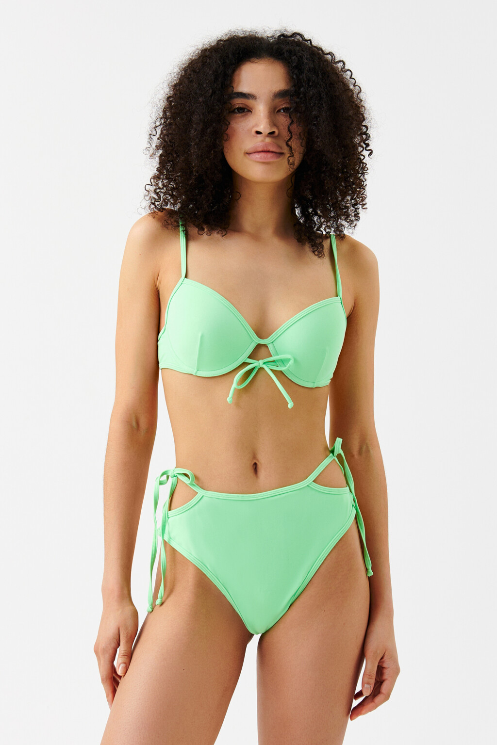 Трусики-хипстеры купальные с завязками - цвет зеленый - 3