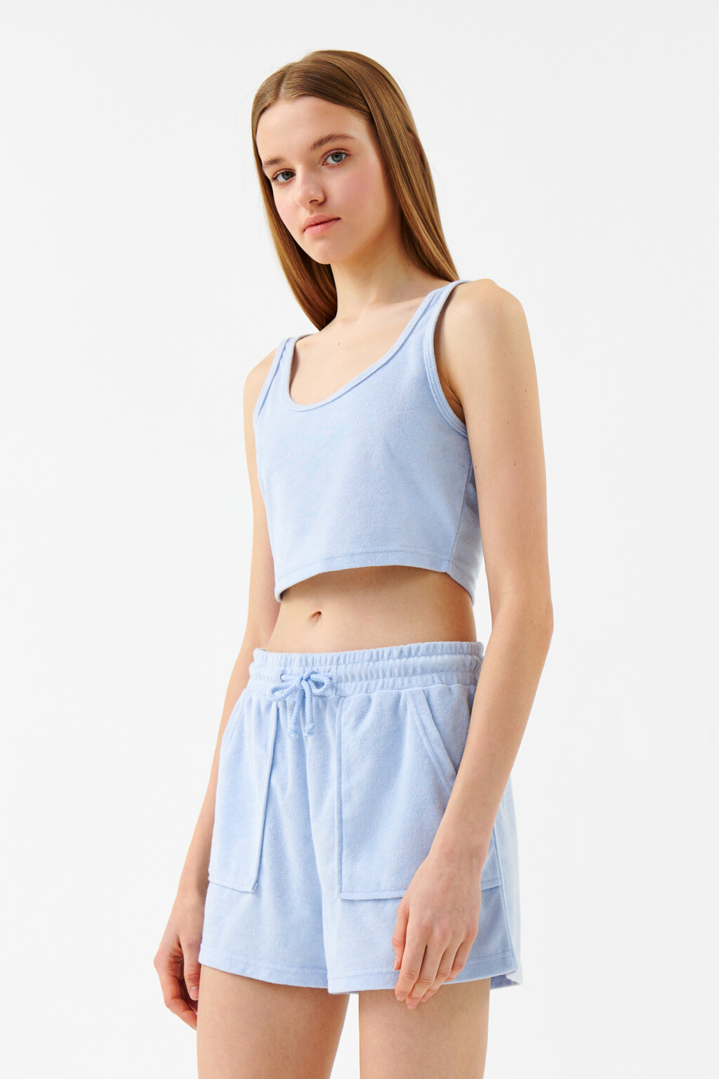 Топ домашний на широких бретелях - цвет голубой - 3