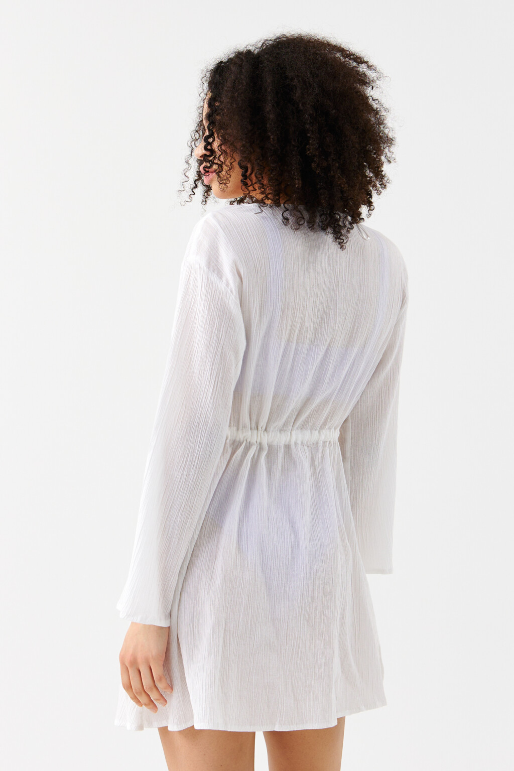 Туника-халат пляжная хлопковая - цвет белый - 4