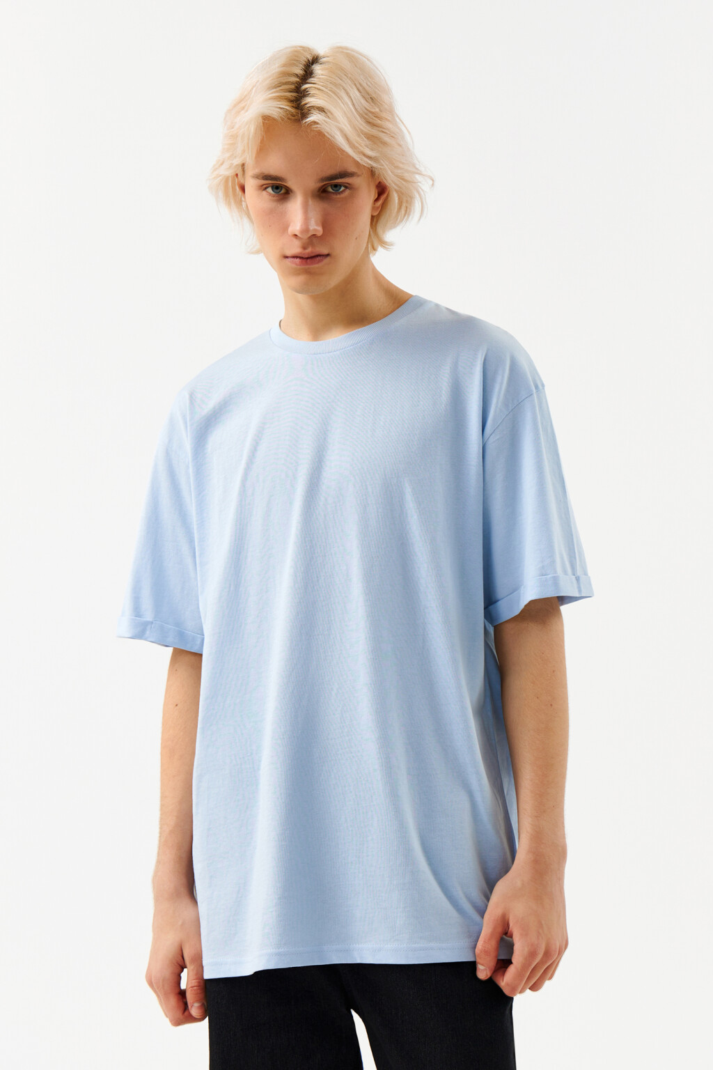 Футболка oversize хлопковая базовая - цвет голубой - 1