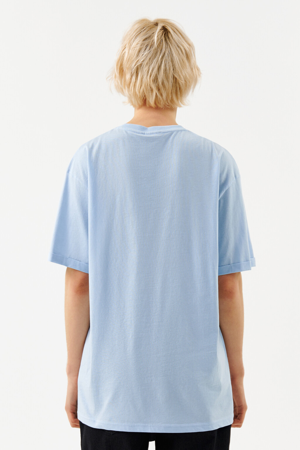 Футболка oversize хлопковая базовая - цвет голубой - 2