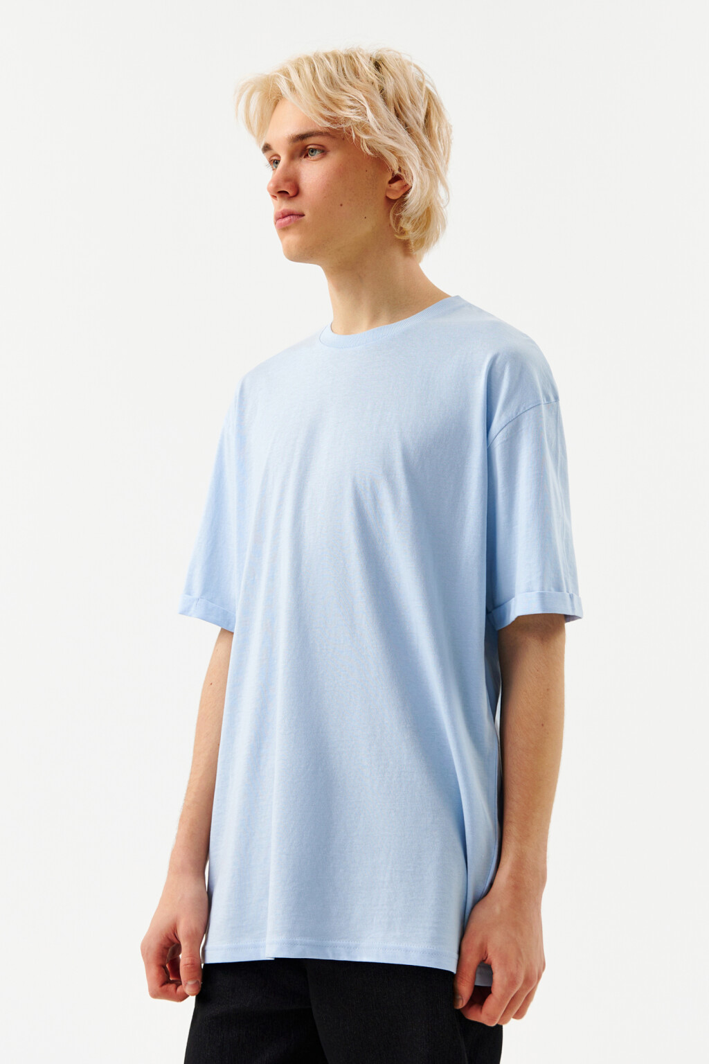 Футболка oversize хлопковая базовая - цвет голубой - 3