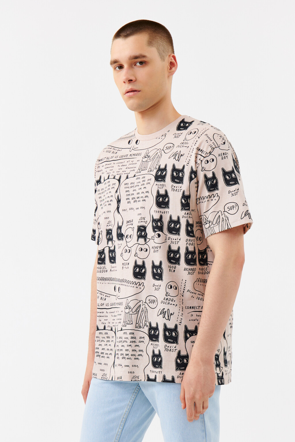 Футболка с принтом в стиле манга - цвет бежевый - 2