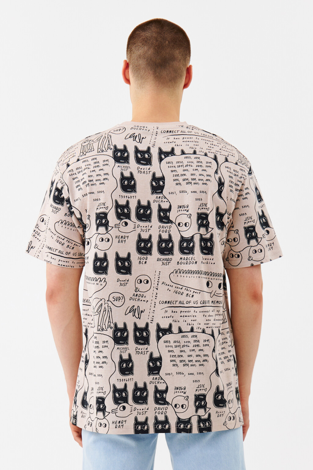 Футболка с принтом в стиле манга - цвет бежевый - 3