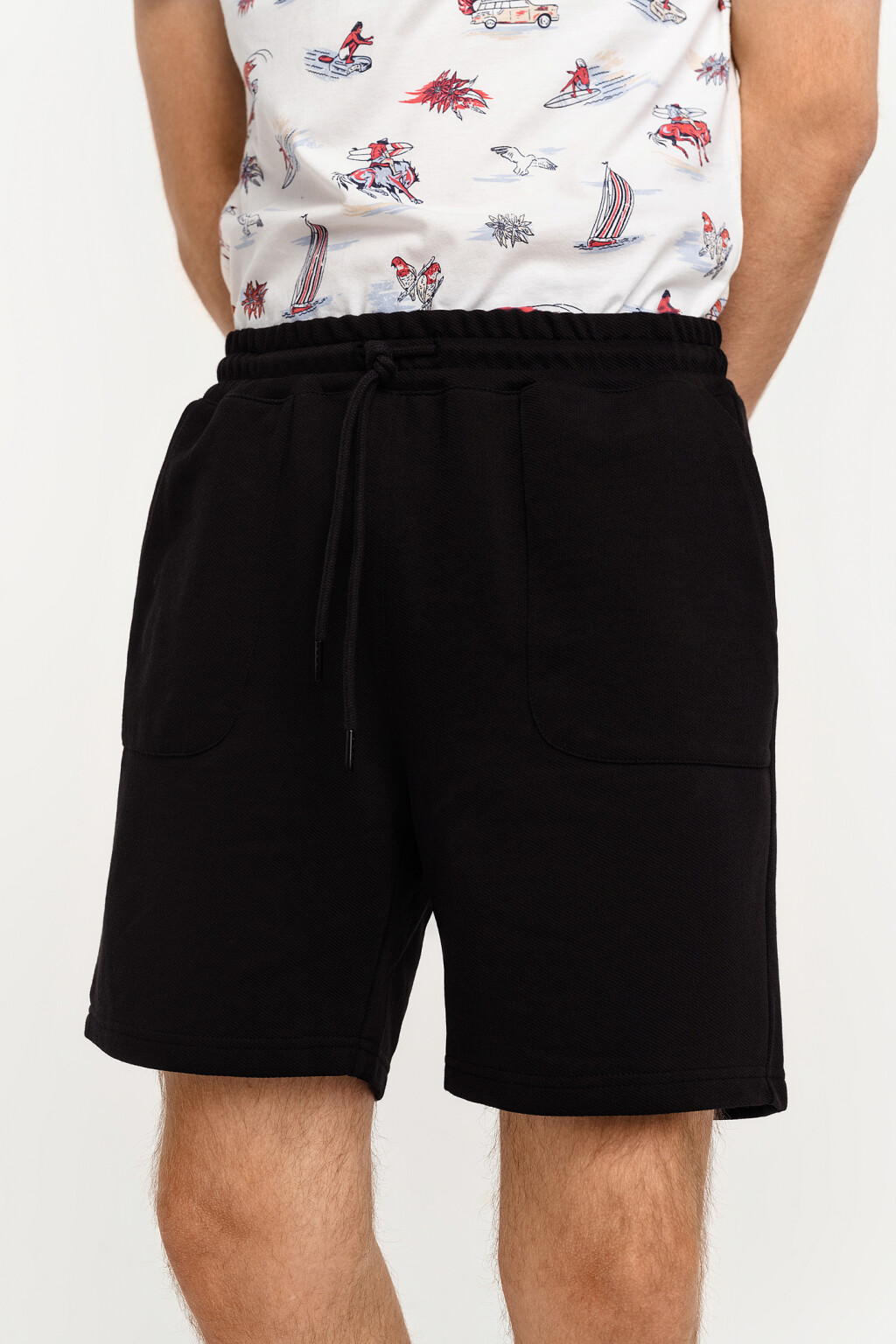 Шорты трикотажные базовые - цвет черный - 2