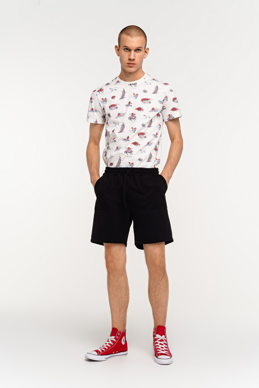 Шорты трикотажные базовые - цвет черный - 1