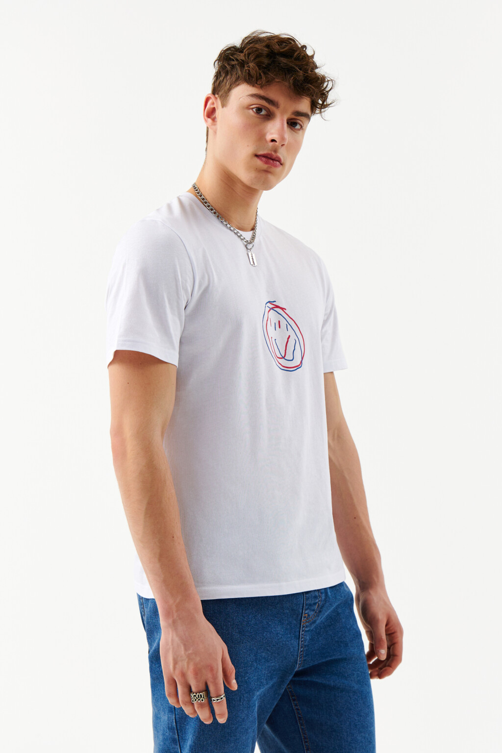 Футболка хлопковая с принтом - цвет белый - 3