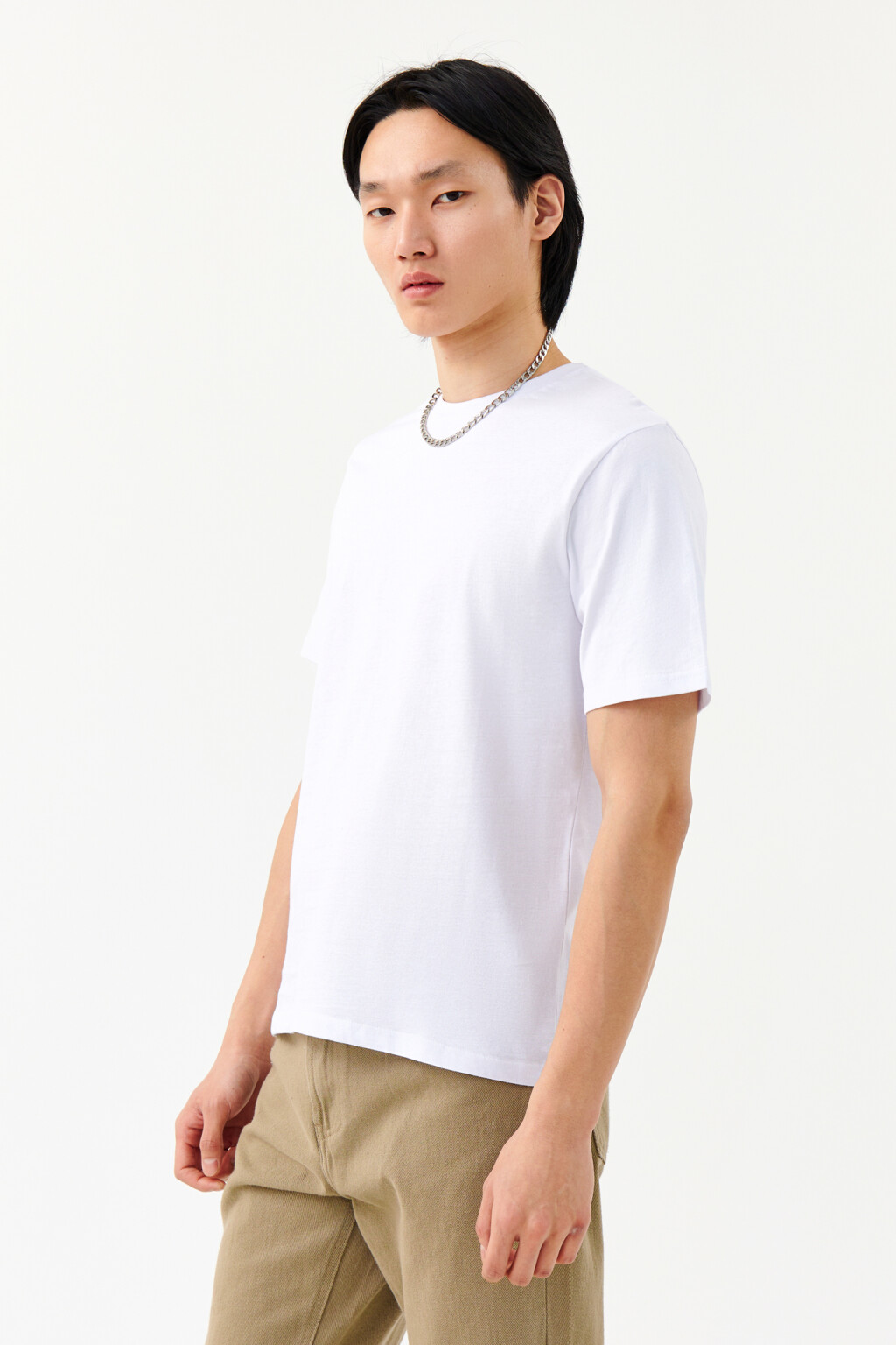 Футболка хлопковая с принтом на спине - цвет белый - 3