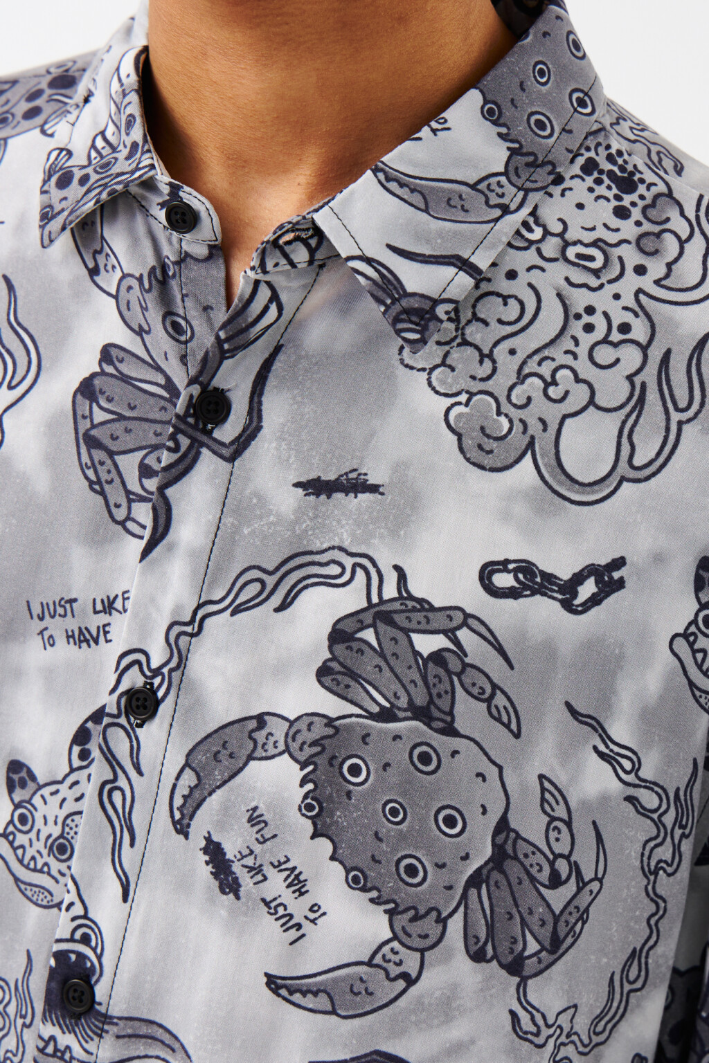 Рубашка вискозная с принтом - цвет серый - 6