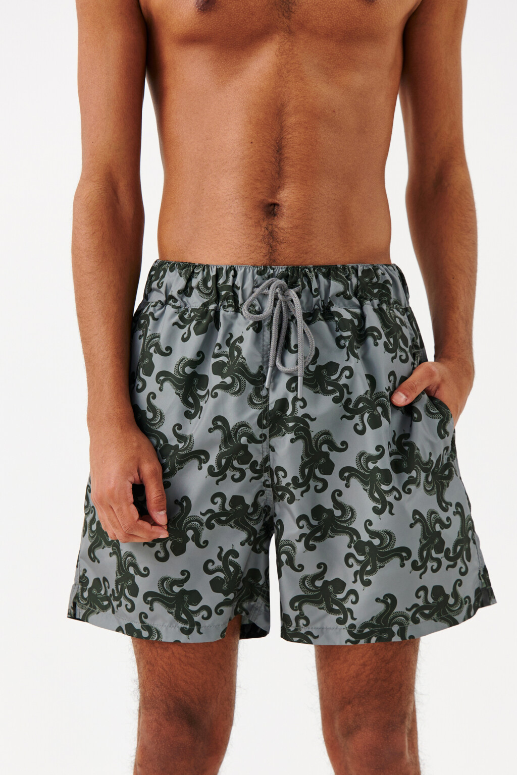 Шорты купальные с принтом - цвет зеленый - 1