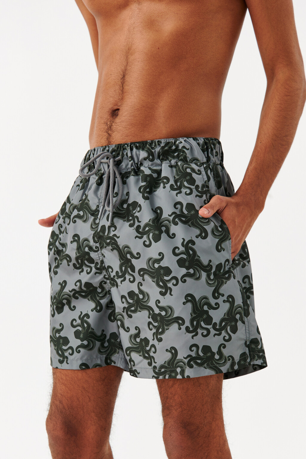 Шорты купальные с принтом - цвет зеленый - 3