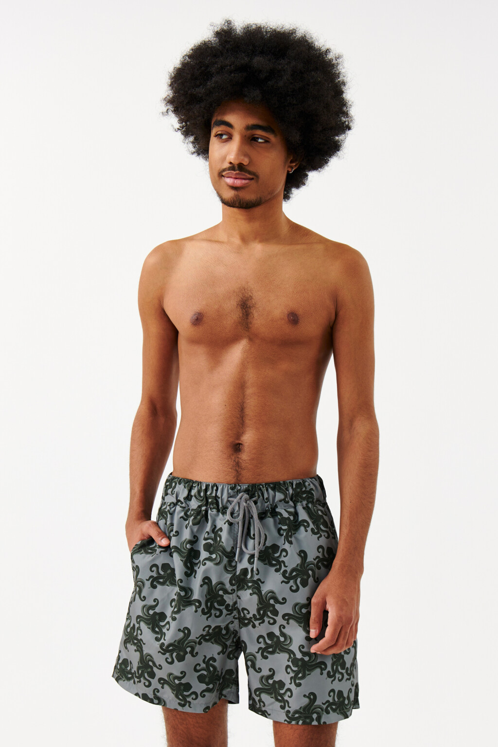 Шорты купальные с принтом - цвет зеленый - 4