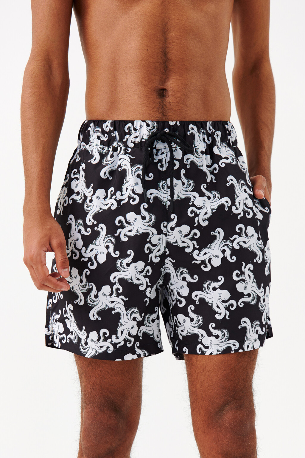 Шорты купальные с принтом - цвет черный - 1