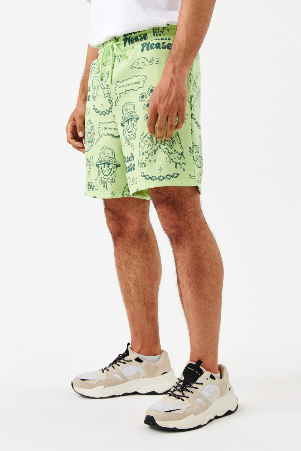 Шорты хлопковые с поясом на завязках - цвет зеленый - 2