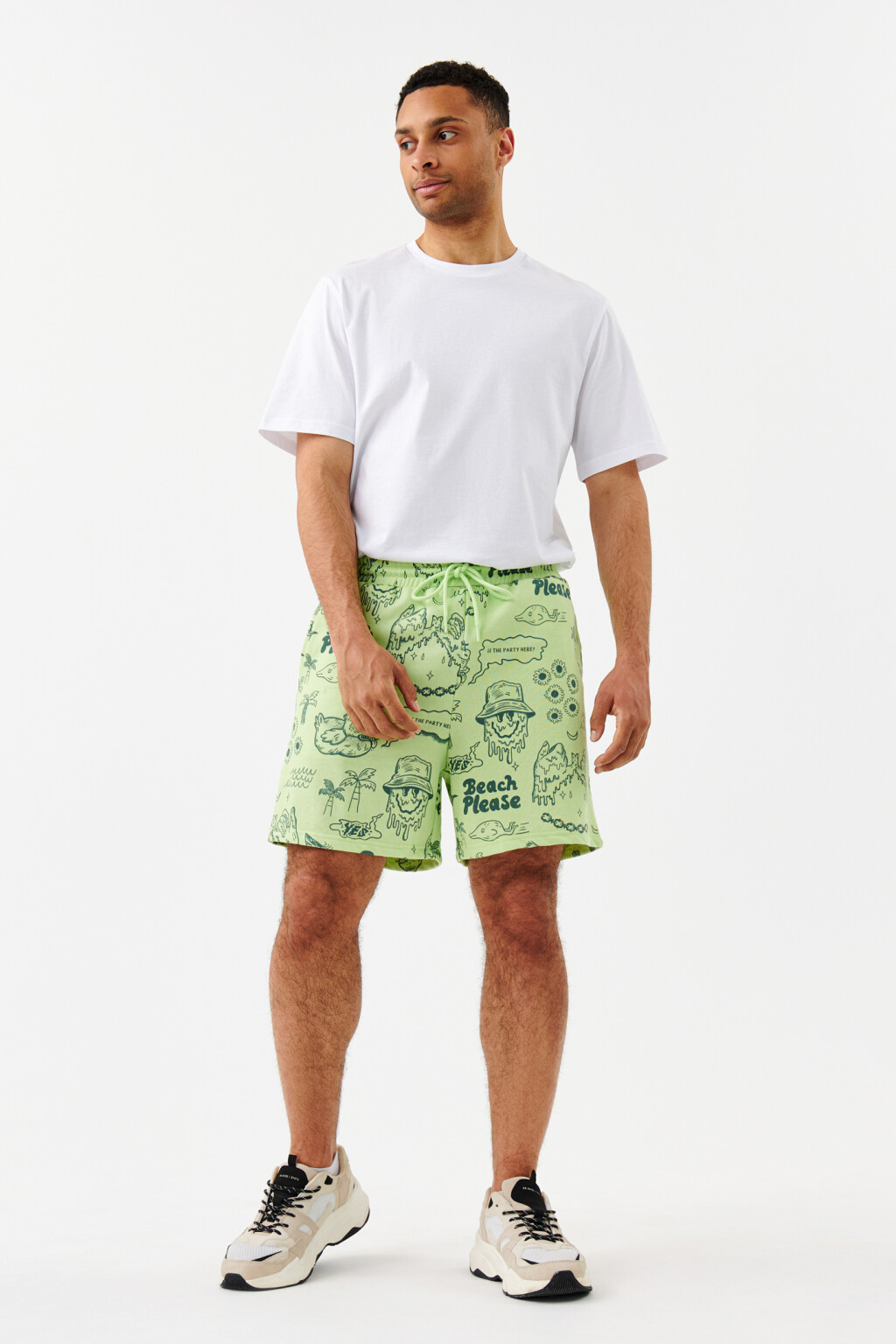 Шорты хлопковые с поясом на завязках - цвет зеленый - 4