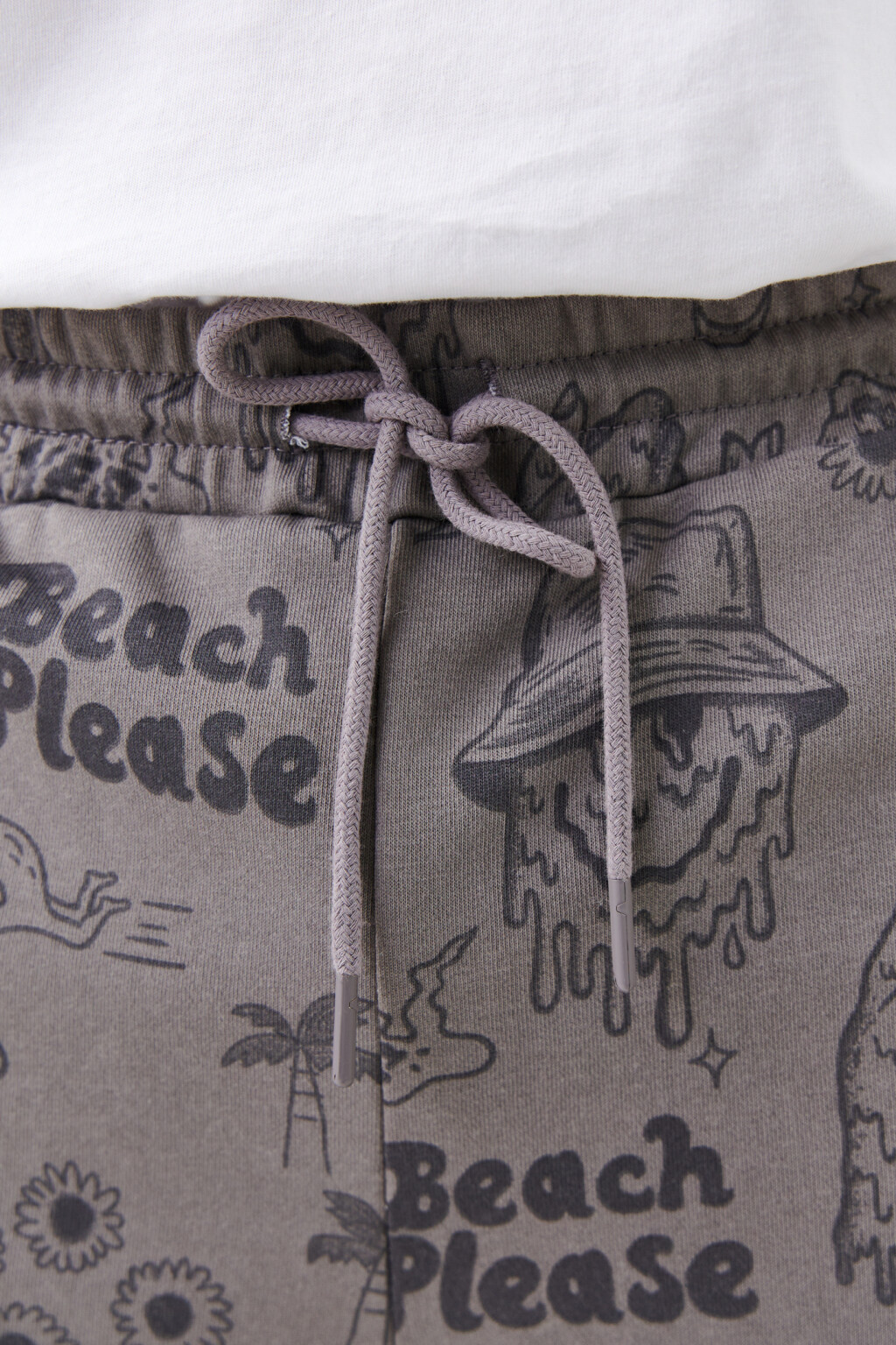 Шорты хлопковые с поясом на завязках - цвет серый - 5