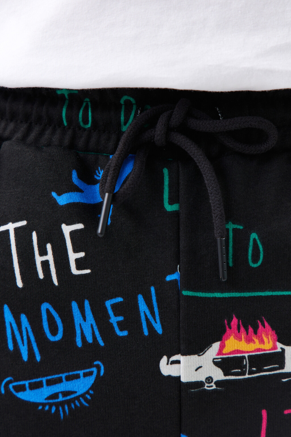 Шорты хлопковые с поясом на завязках - цвет черный - 5