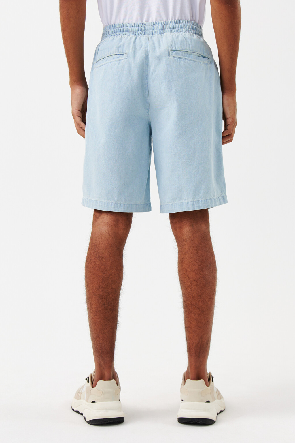 Шорты джинсовые с поясом на завязках - цвет голубой - 3