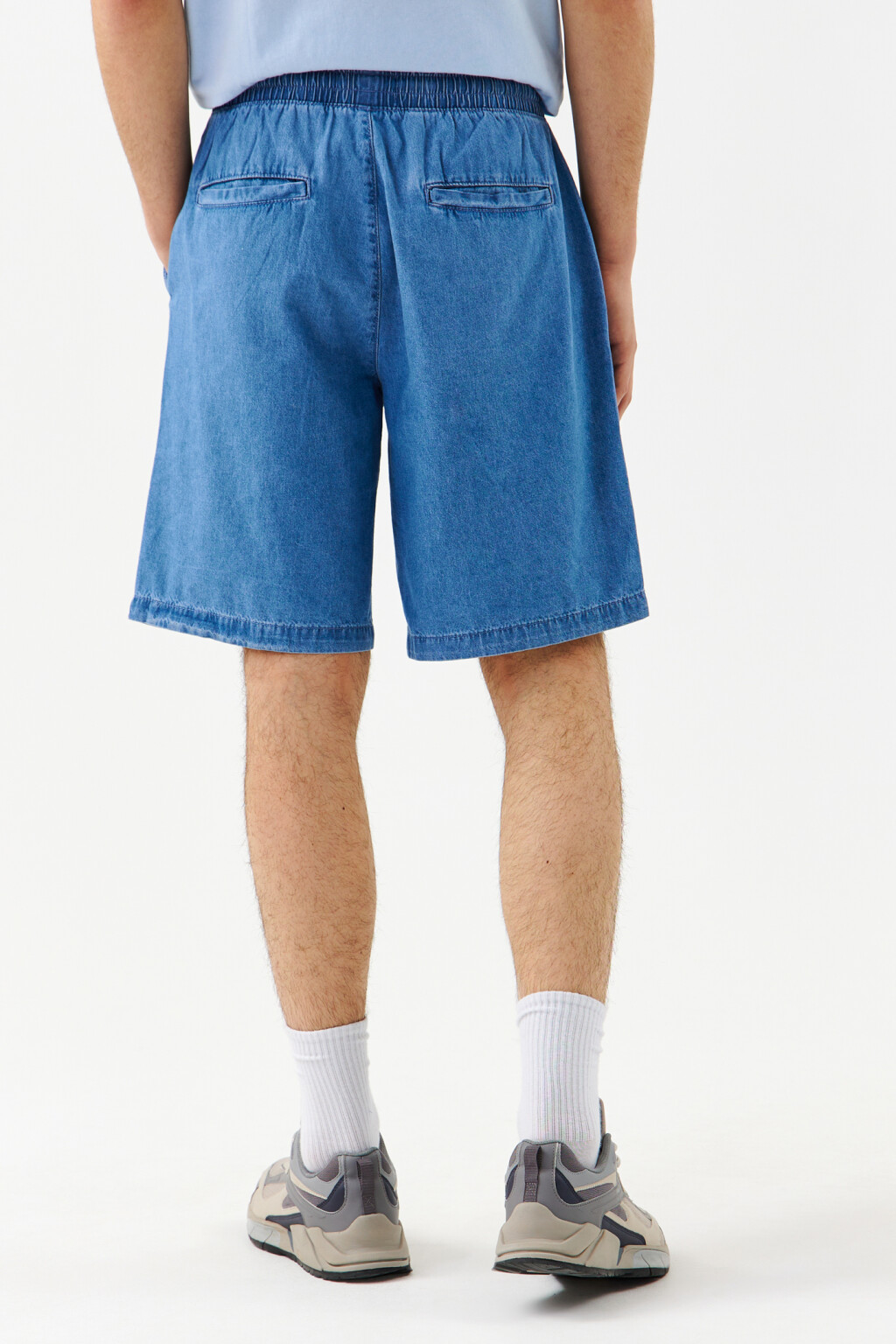 Шорты джинсовые с поясом на завязках - цвет голубой - 2