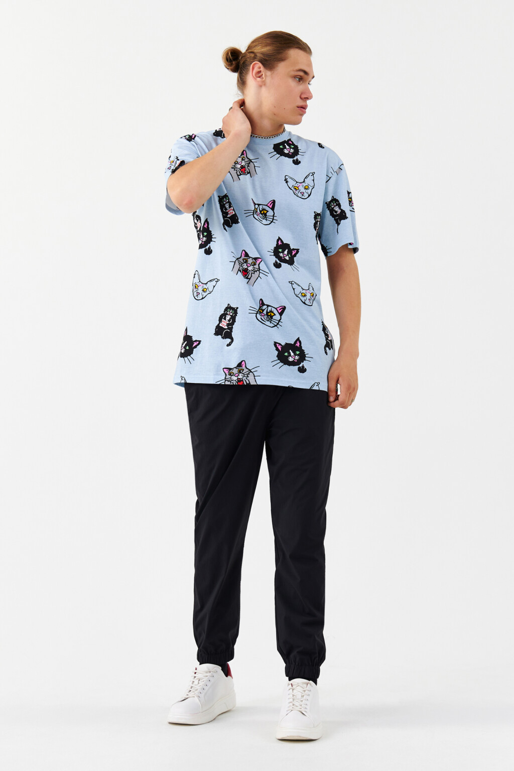 Футболка хлопковая с принтом - цвет голубой - 4