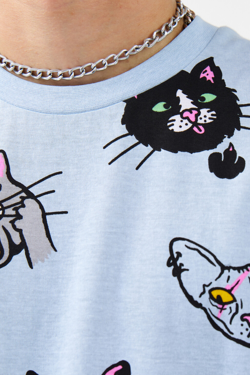 Футболка хлопковая с принтом - цвет голубой - 6