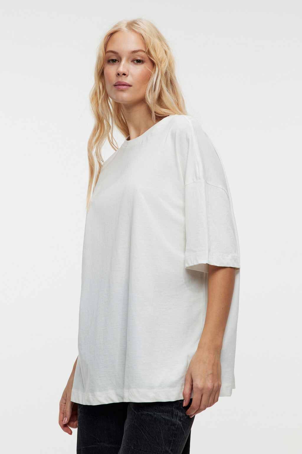 Футболка oversize хлопковая базовая - цвет белый - 2