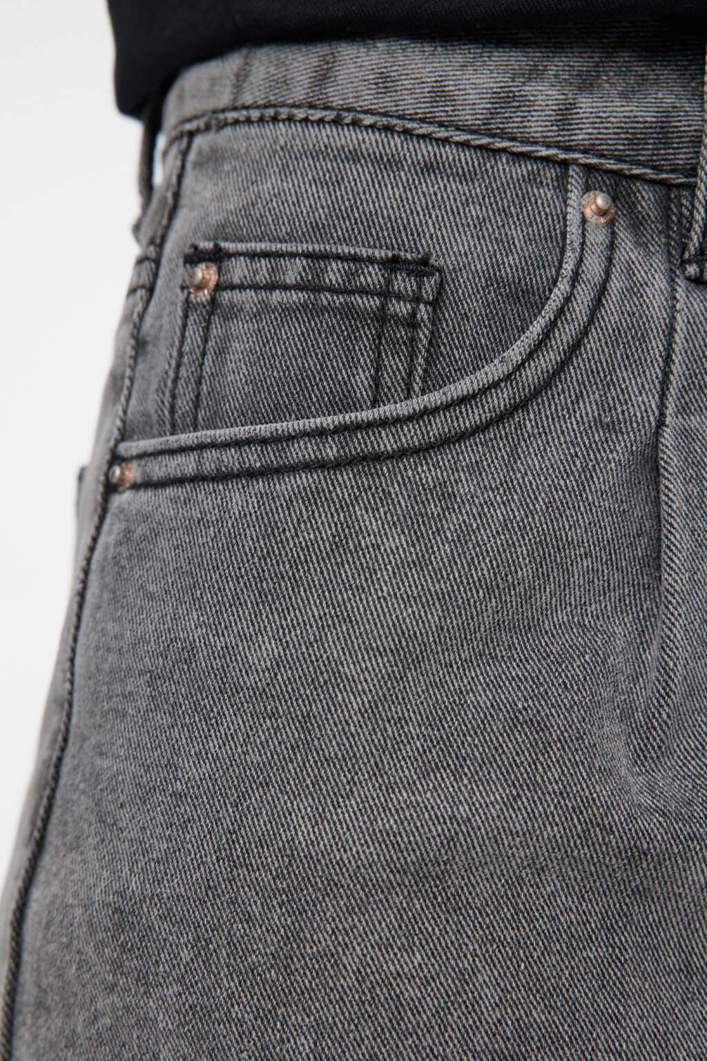 Шорты мини джинсовые прямые с высокой посадкой - цвет серый - 5