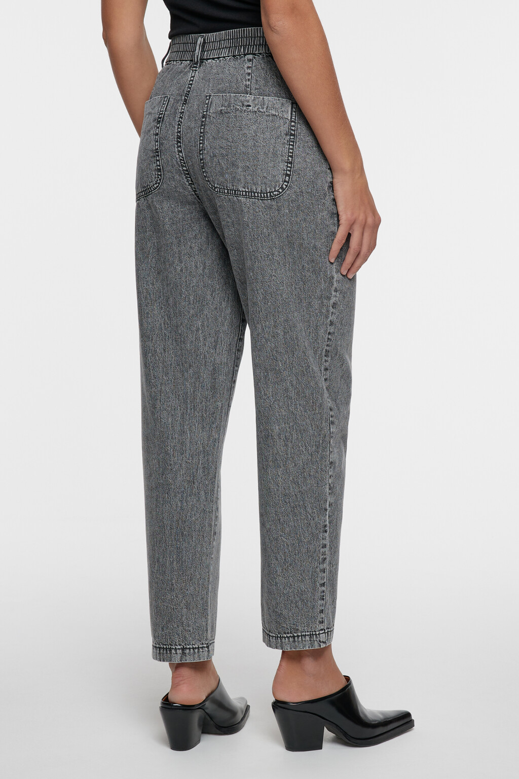 Джинсы baggy с высокой посадкой и резинкой на поясе - цвет серый - 6