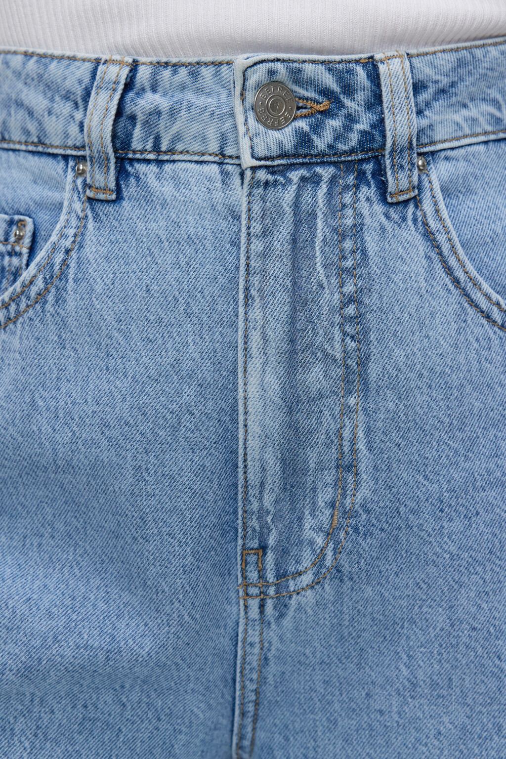 Джинсы-трубы wide leg широкие с высокой посадкой - цвет голубой - 5