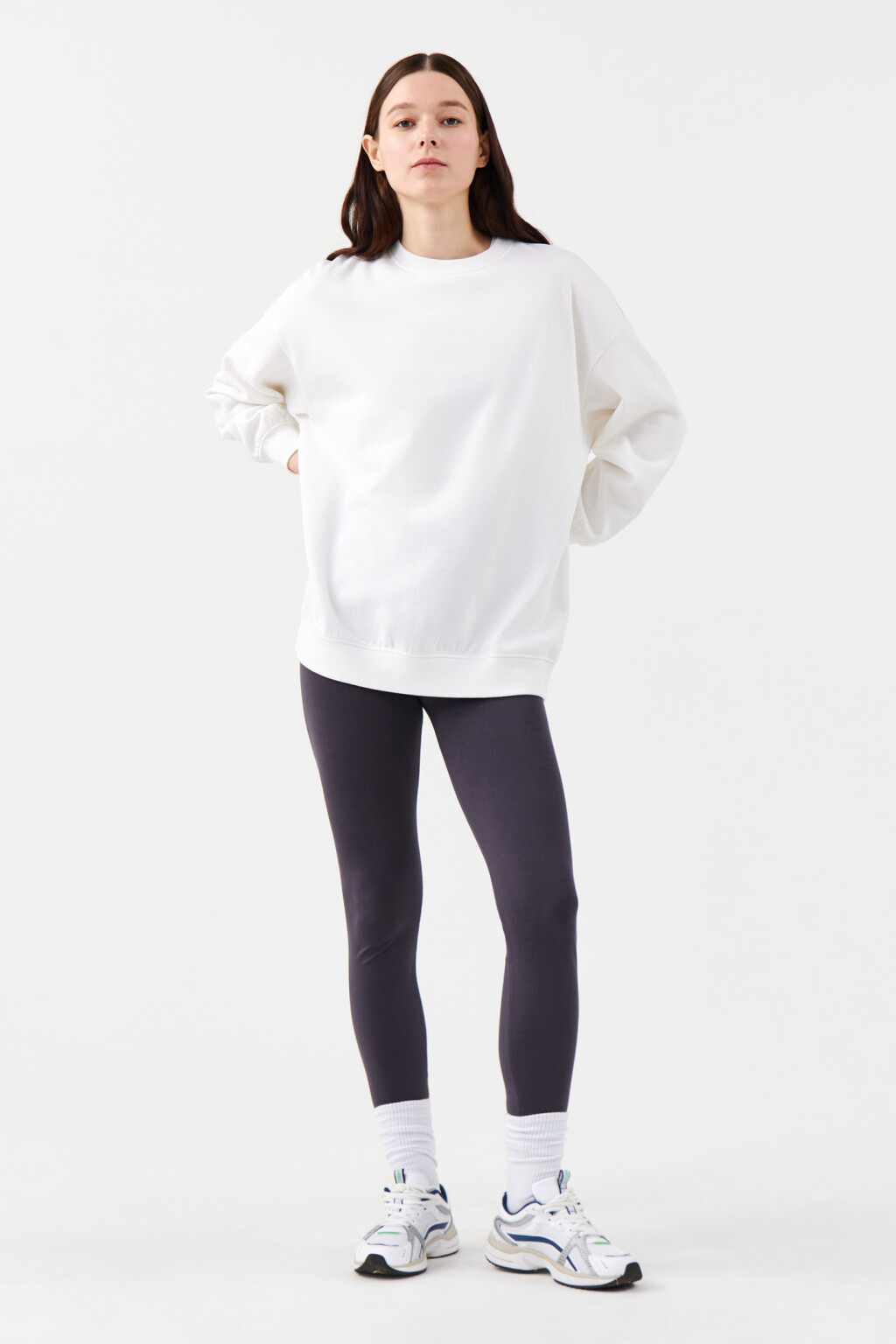 Леггинсы хлопковые со средней посадкой - цвет серый - 4