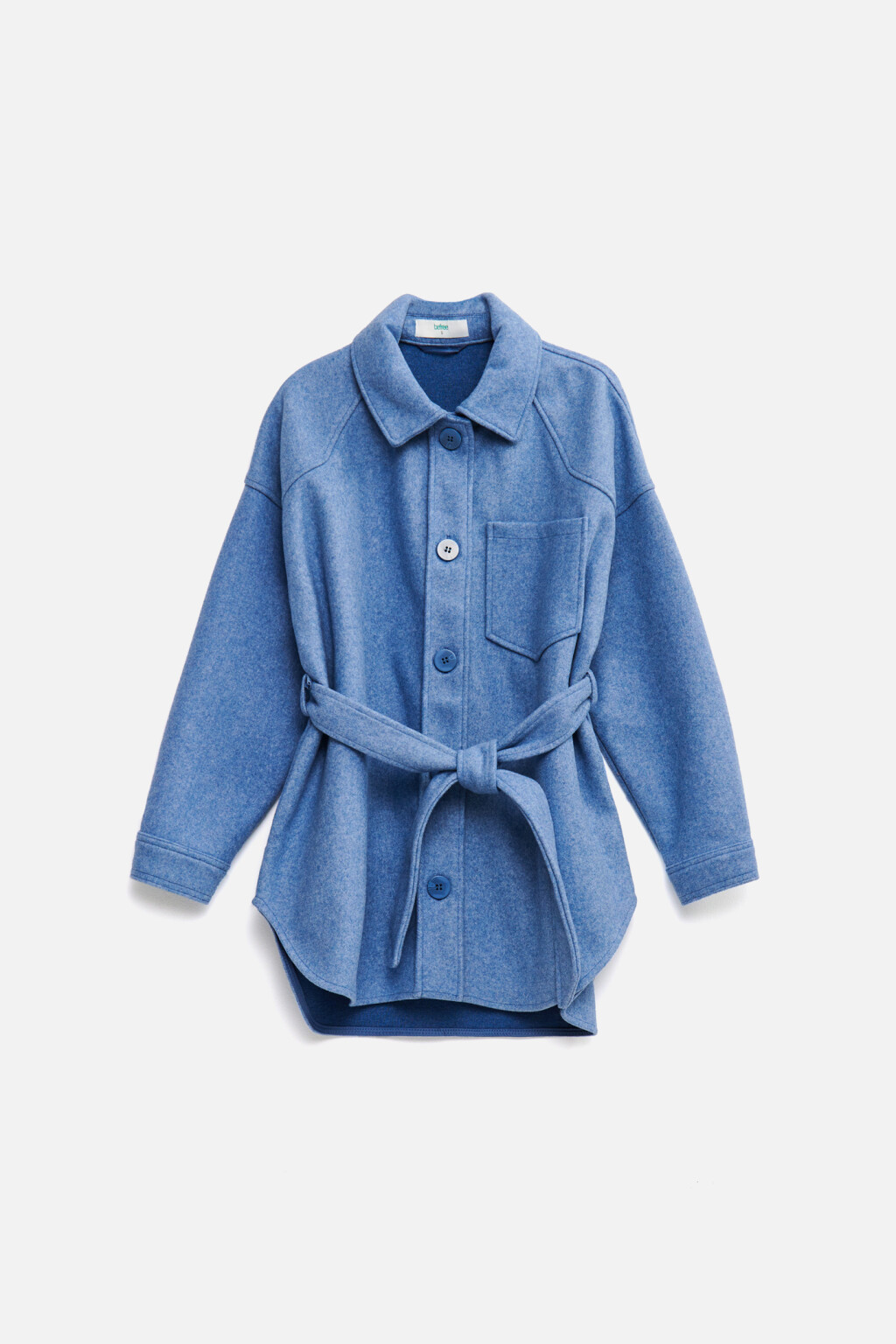 Куртка-рубашка удлиненная с поясом - цвет серый - 8