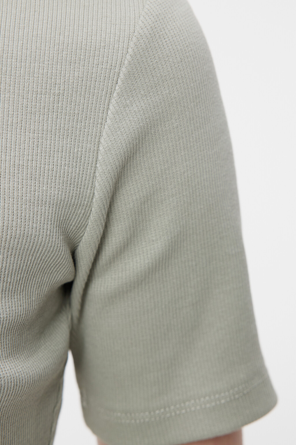 Топ-футболка укороченный хлопковый облегающего кроя - цвет зеленый - 5