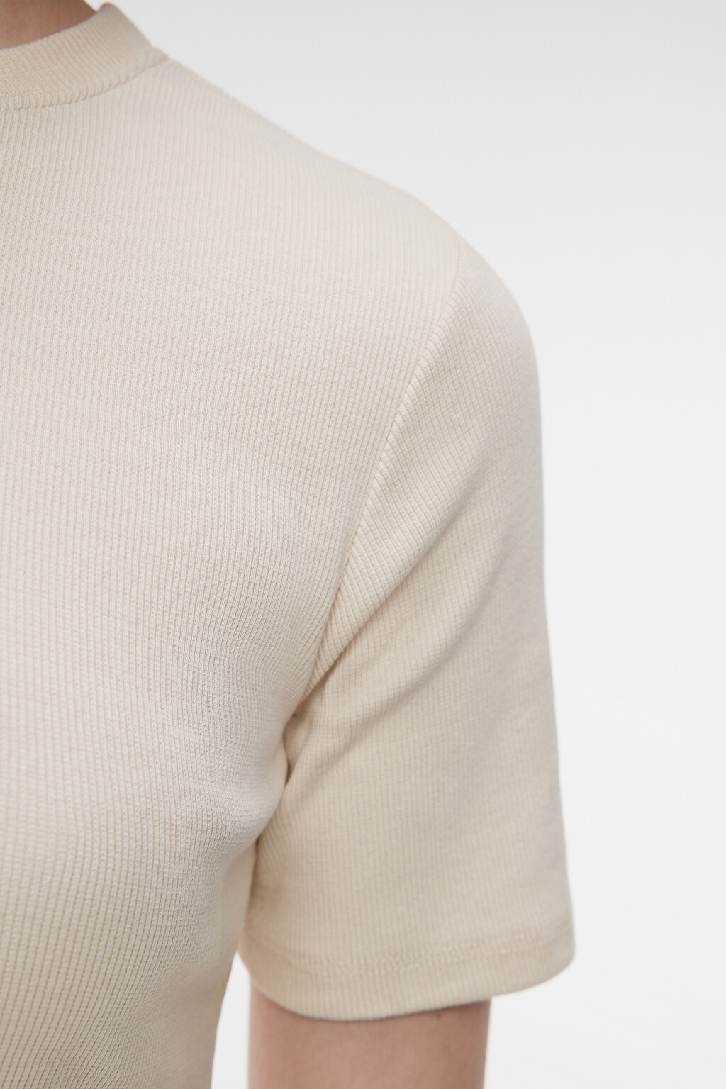 Топ-футболка укороченный хлопковый облегающего кроя - цвет бежевый - 5